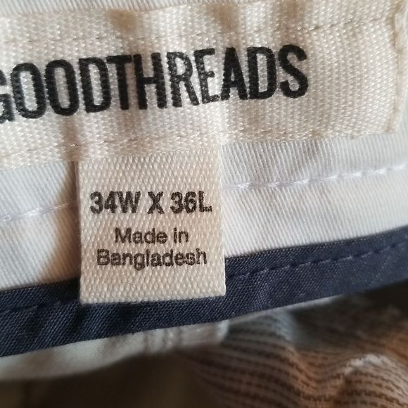 Good Threads Khaki Chino Pants Flat Front Slim Fit Stretch Stone NWT Sz. 32WX36L - Picture 8 of 9